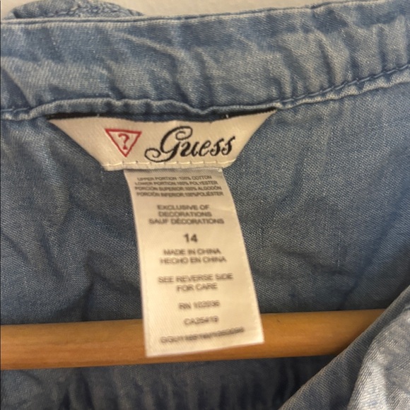 Guess Kids denim and tulle girls dress sz 14 Easter Spring Summer Polka Dot Navy - Picture 2 of 7